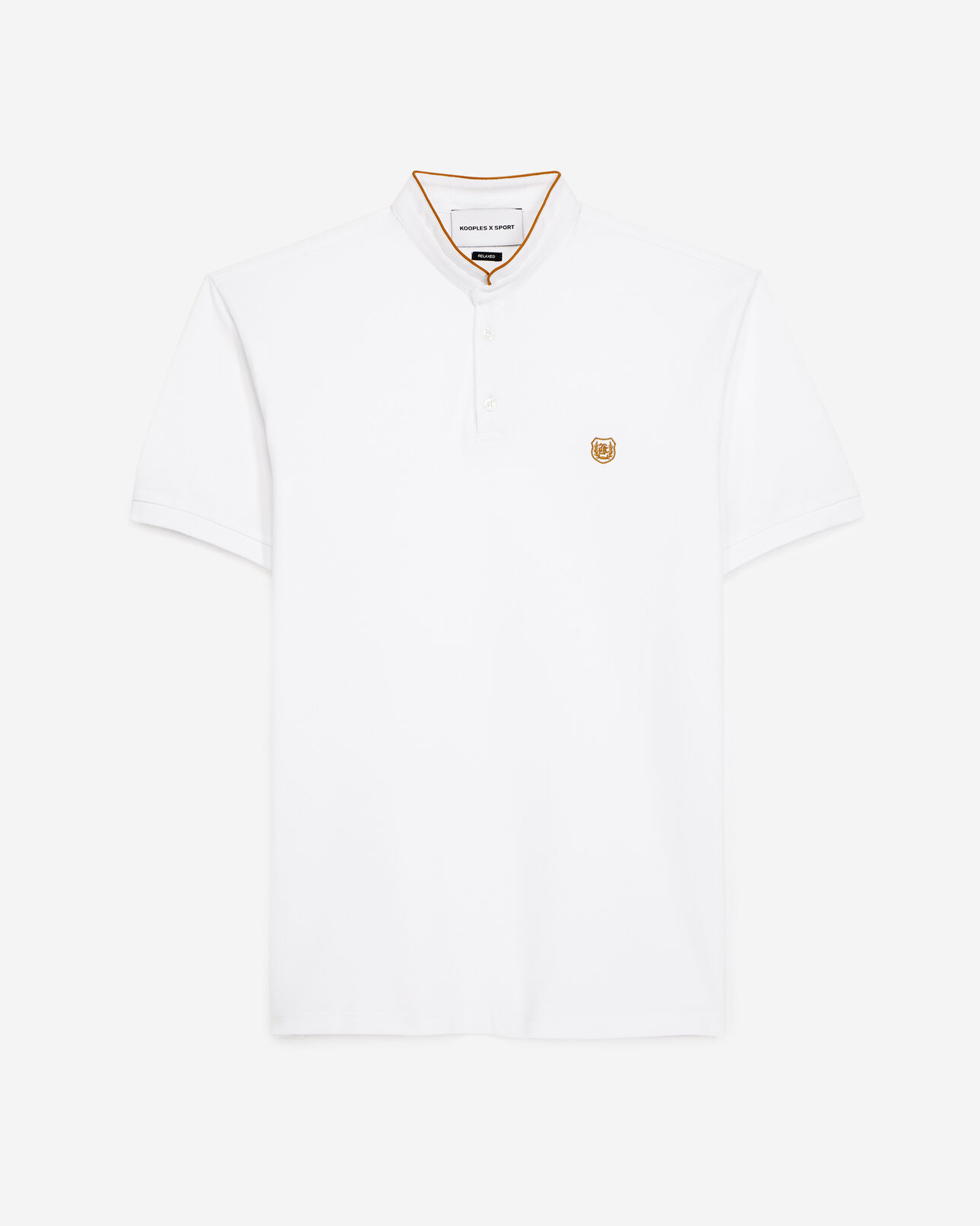 The Kooples MEN SNOW WHITE white cotton polo shirt with gold badge