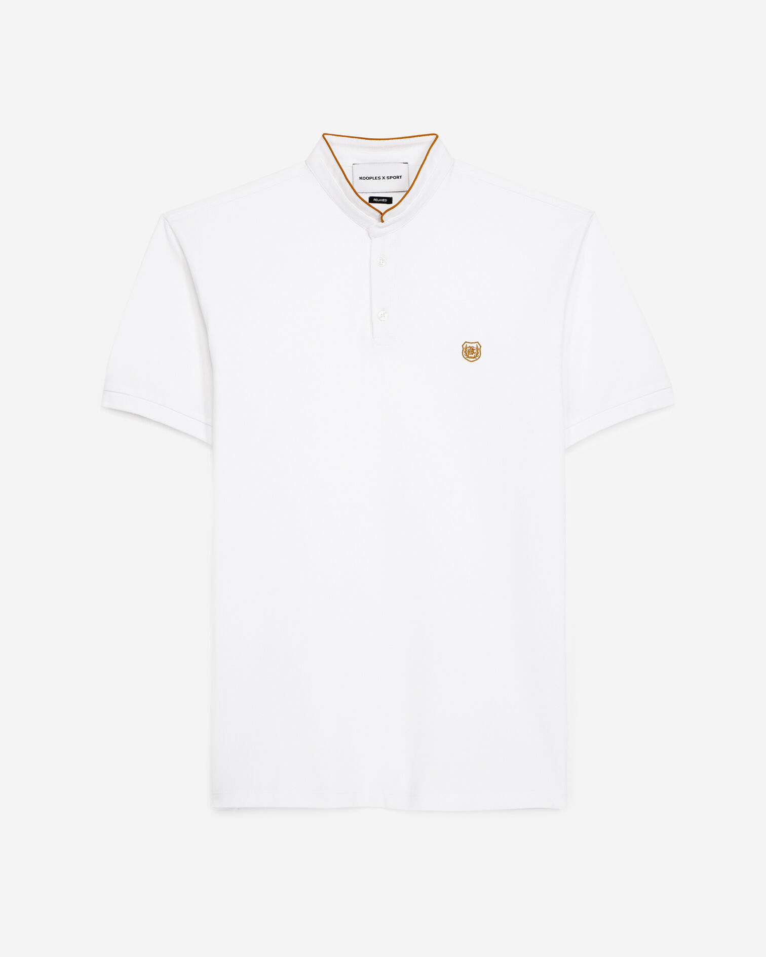 White cotton polo shirt with gold badge, SNOW WHITE, hi-res image number null