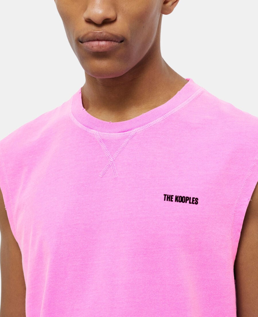 The Kooples HOMME FLUO PINK t-shirt homme rose fluo avec logo