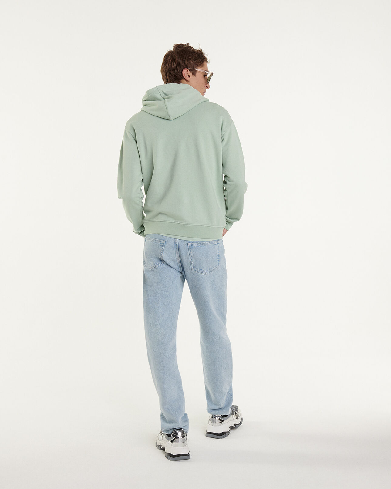 The Kooples HOMME FROSTY GREEN sweat capuche vert menthe à logo gomme