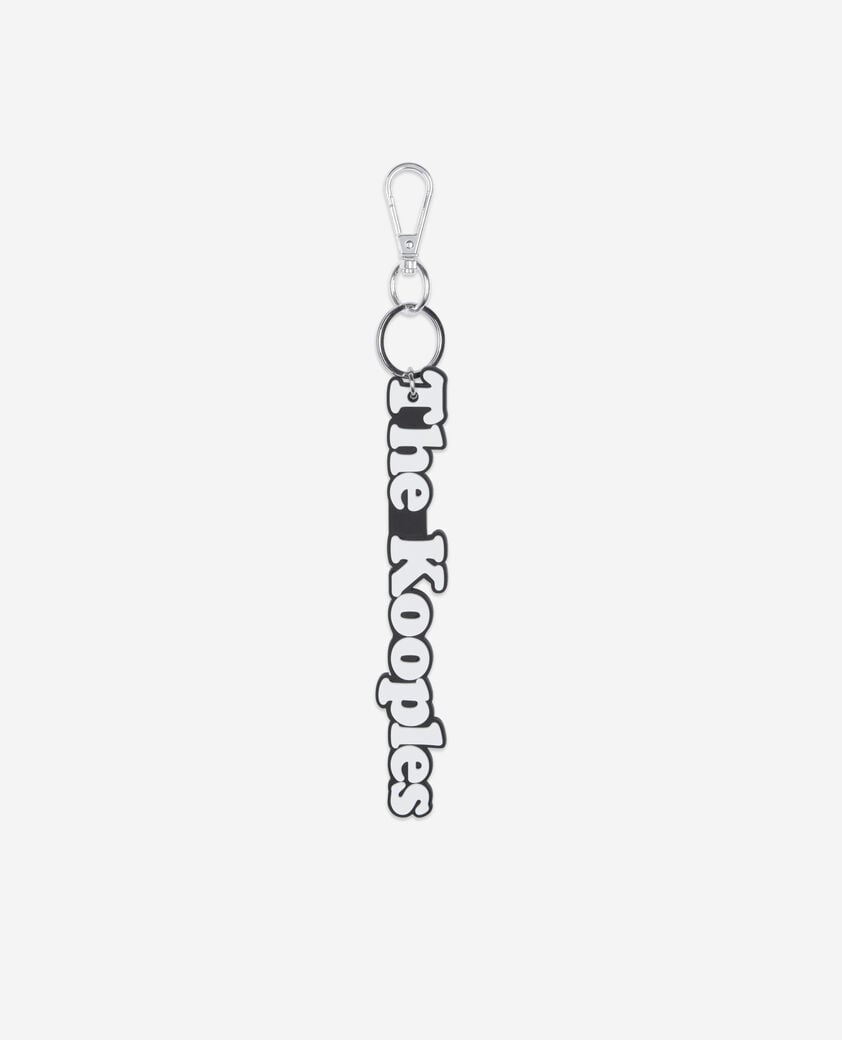The Kooples F WHITE black and white logo bag charm