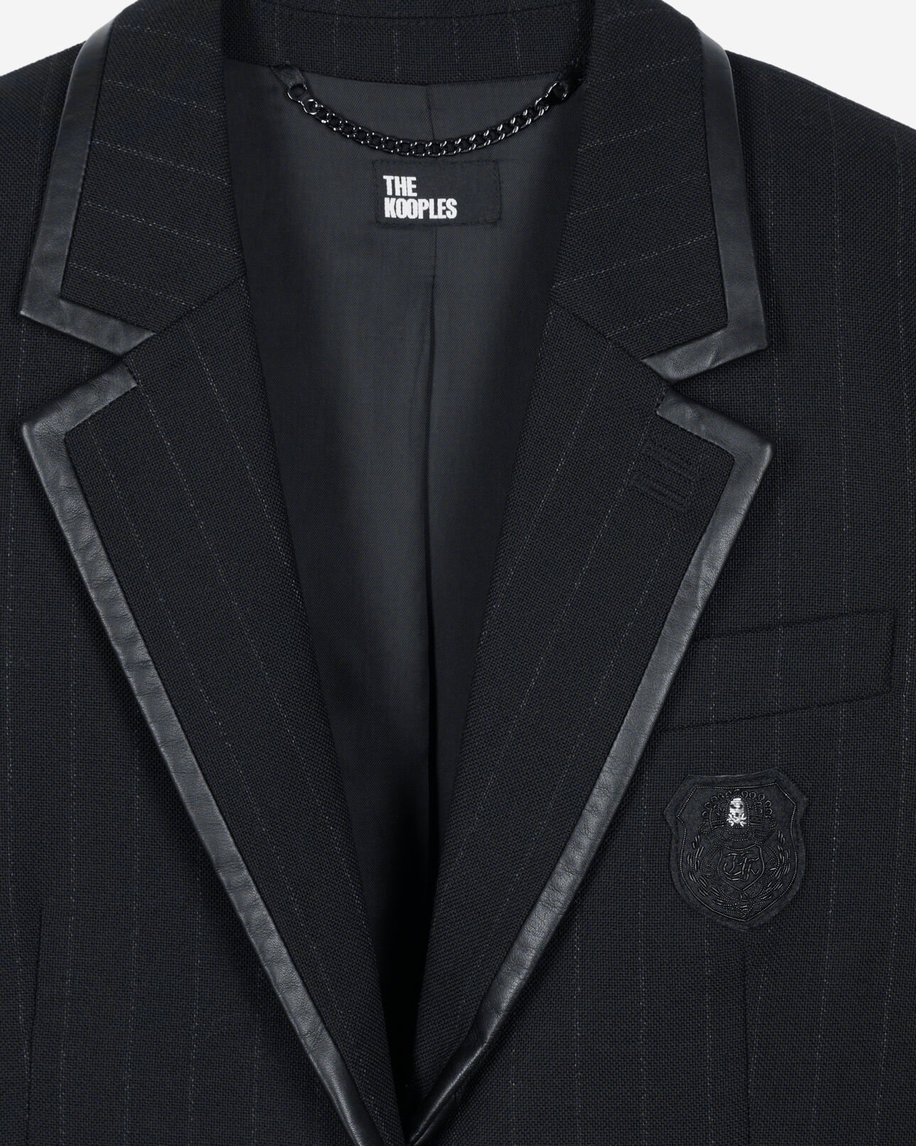 The Kooples DAMEN BLACK schwarze jacke mit tennisstreifen aus wolle