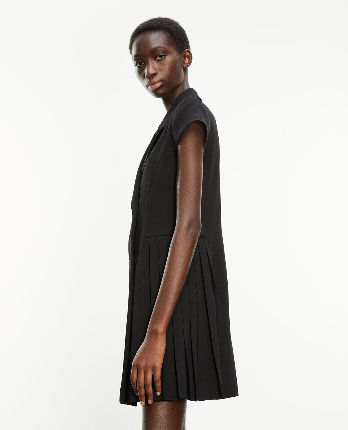 Pleated black dress zara sale