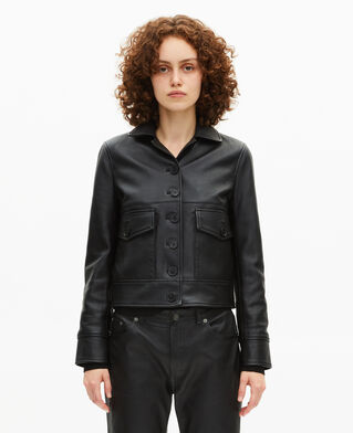 The Kooples WOMEN BLACK black leather jacket