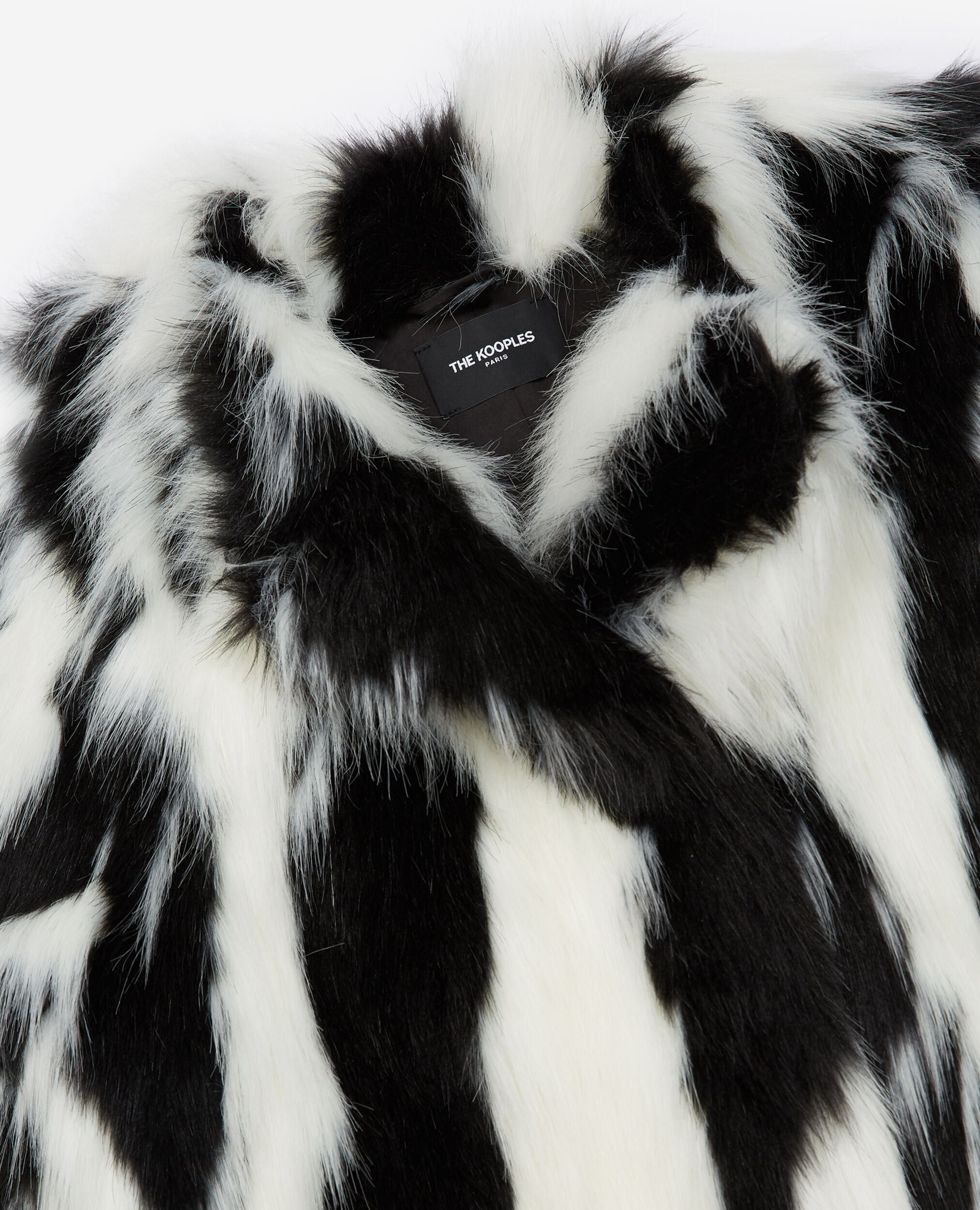 Manteau fausse fourrure bicolore, BLACK WHITE, hi-res image number null