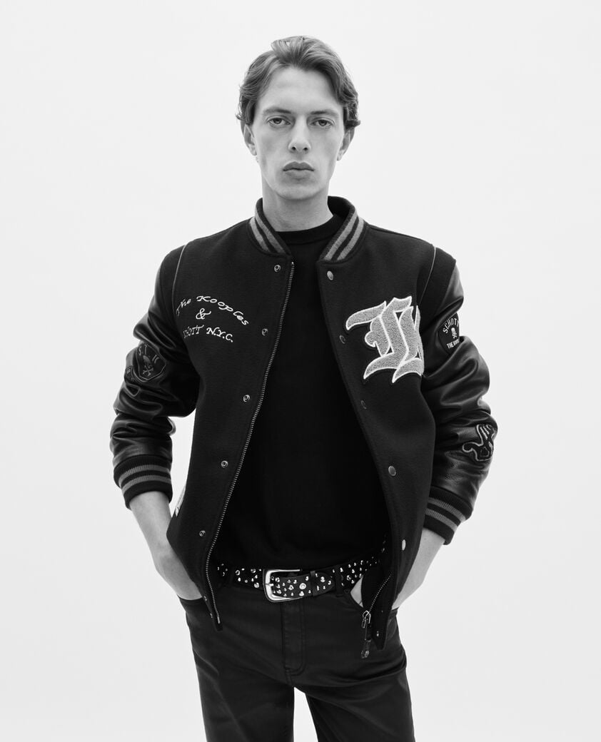The Kooples HOMME BLACK blouson varsity en cuir noir the kooples x schott nyc