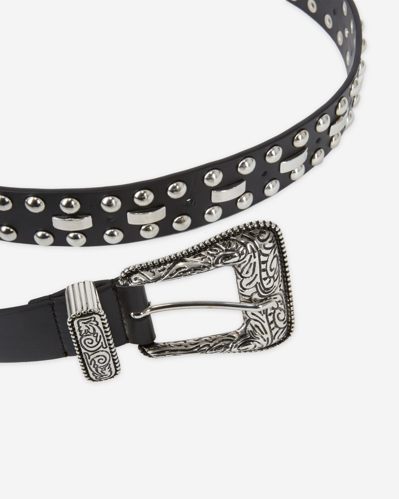The Kooples UNISEX BLACK schwarzer ledergürtel mit nieten