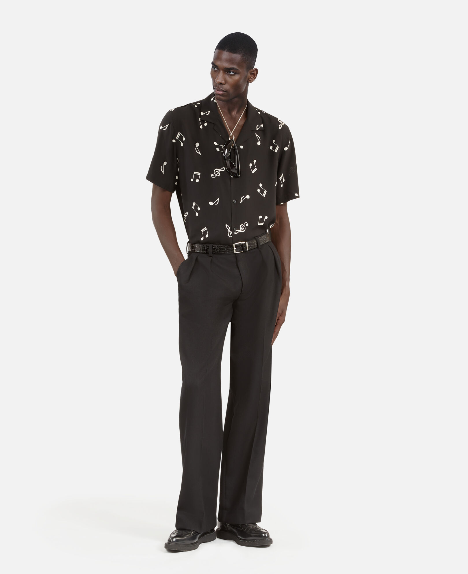 The Kooples MEN BLACK WHITE short-sleeved music print shirt
