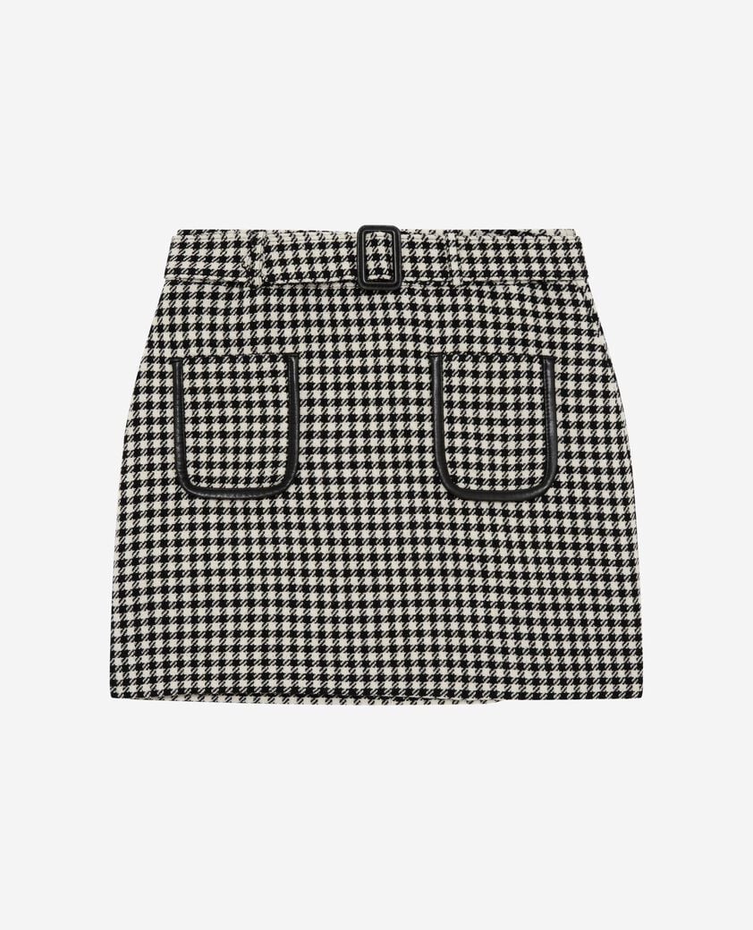 The Kooples WOMEN BLACK WHITE short black and white houndstooth skirt