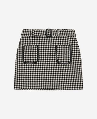 The Kooples WOMEN BLACK WHITE short black and white houndstooth skirt
