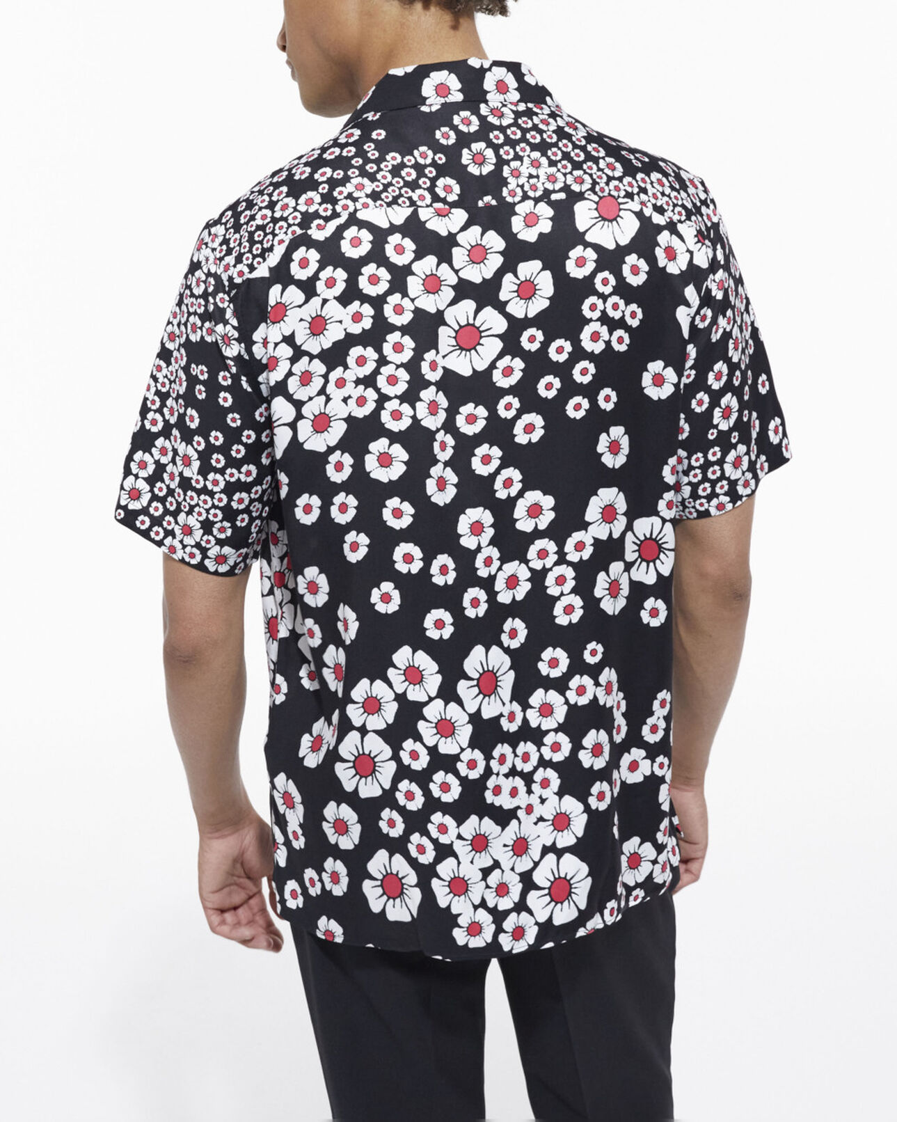 The Kooples MEN BLACK / PINK floral hawaiian collar shirt