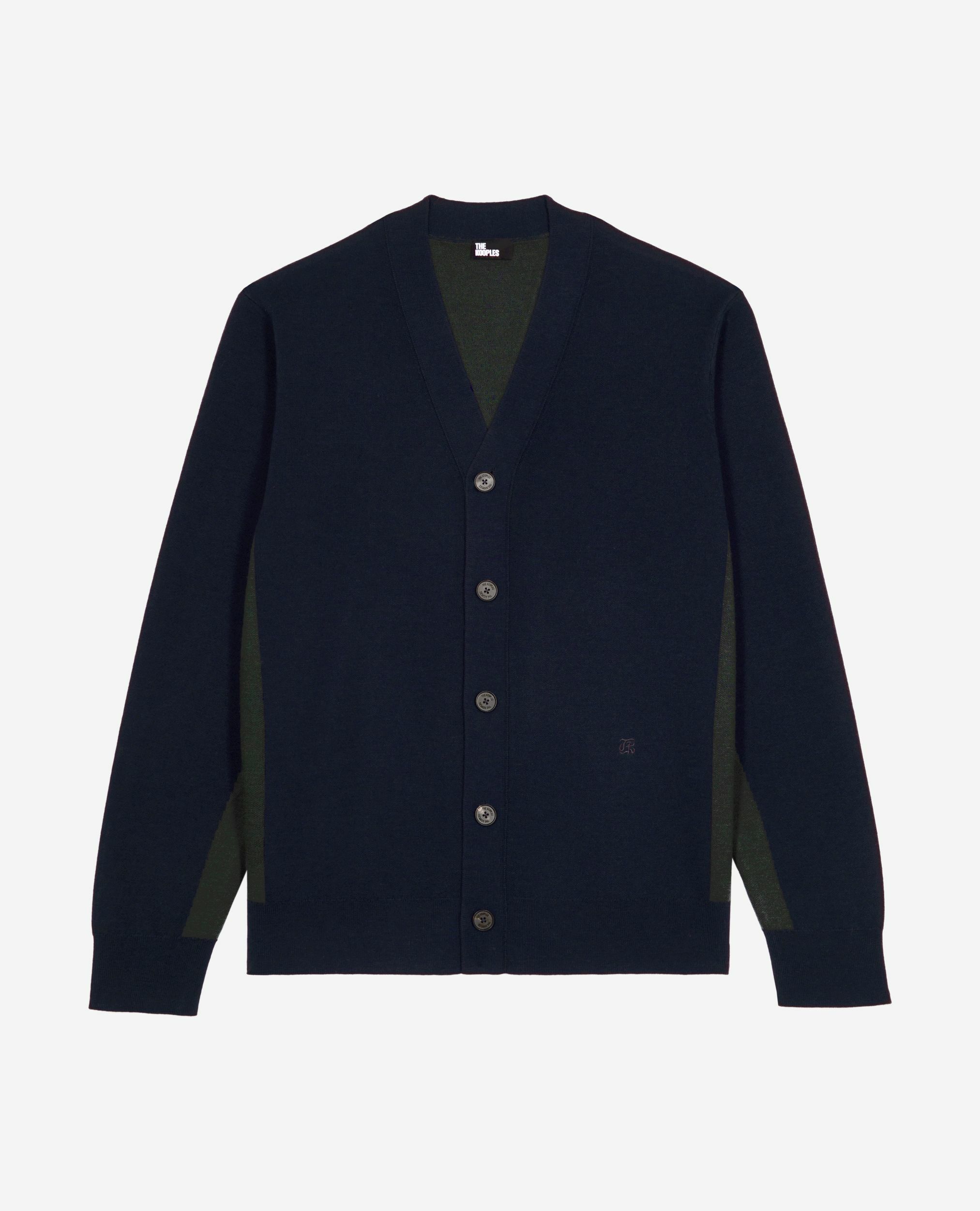 Double-faced navy cardigan, NAVY-GREEN, hi-res image number null