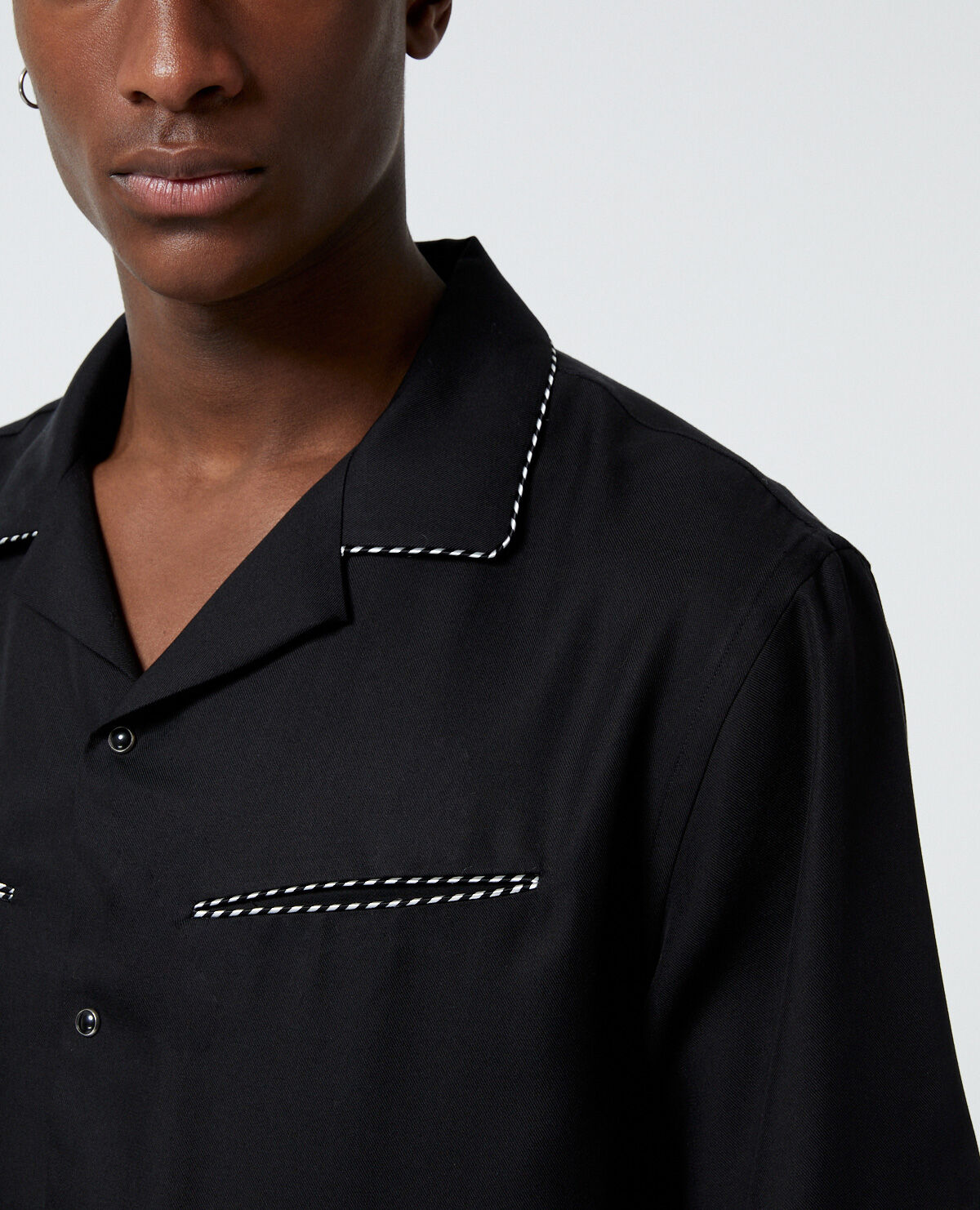 Plain black button shirt store