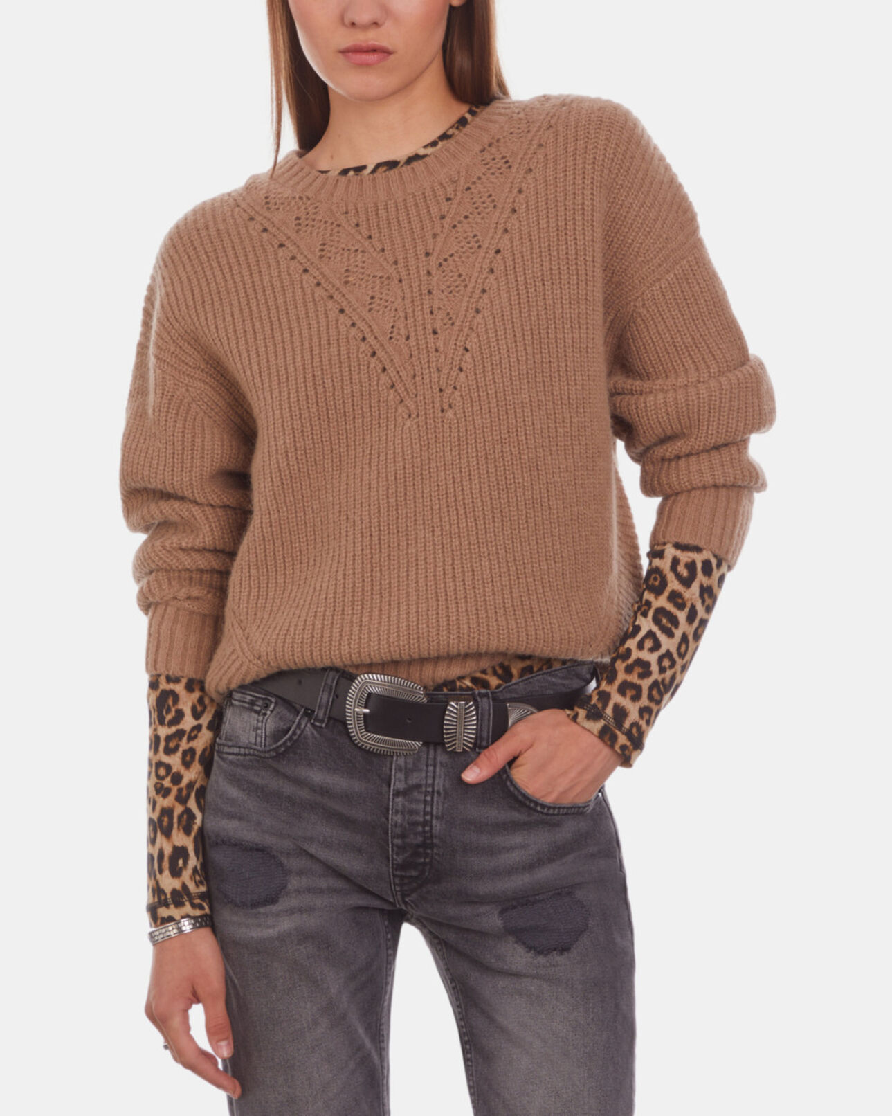 The Kooples FEMME BLACK ceinture en cuir noir avec boucle à stries