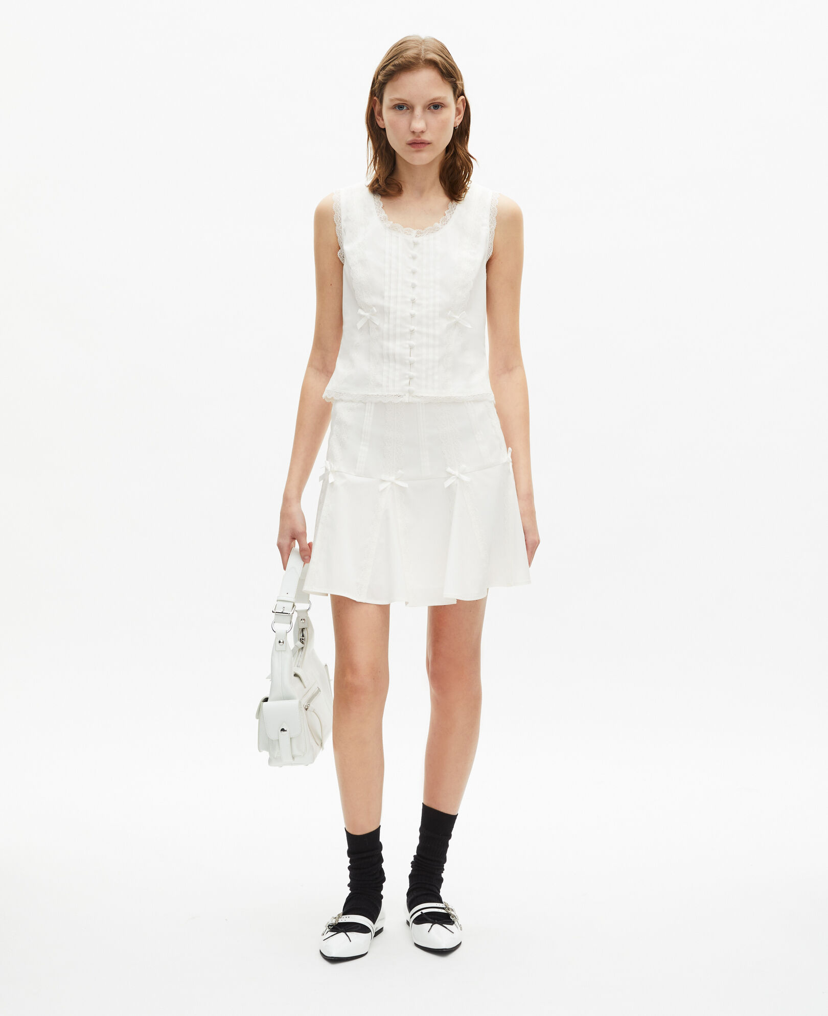 The Kooples DAMEN ECRU oberteil mit spitzendetails in ecru