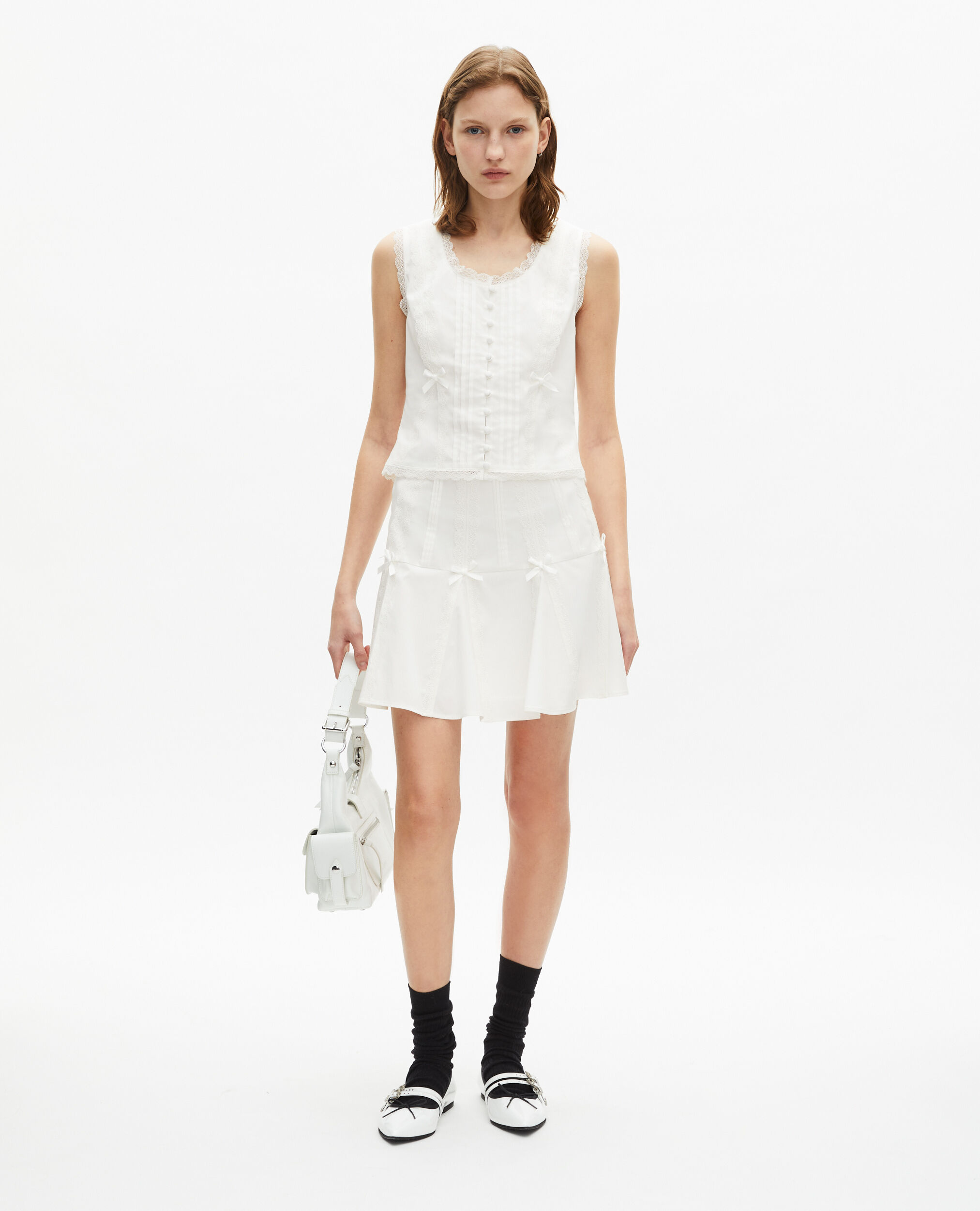 Ecru lace detail top, ECRU, hi-res image number null