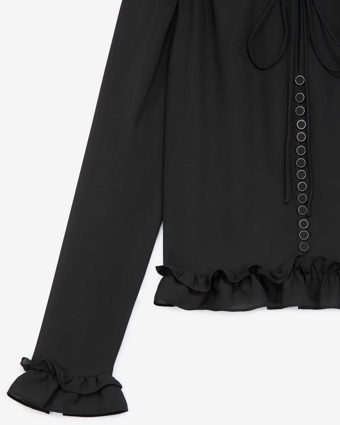 The Kooples DAMEN BLACK fließendes schwarzes hemd mit volants