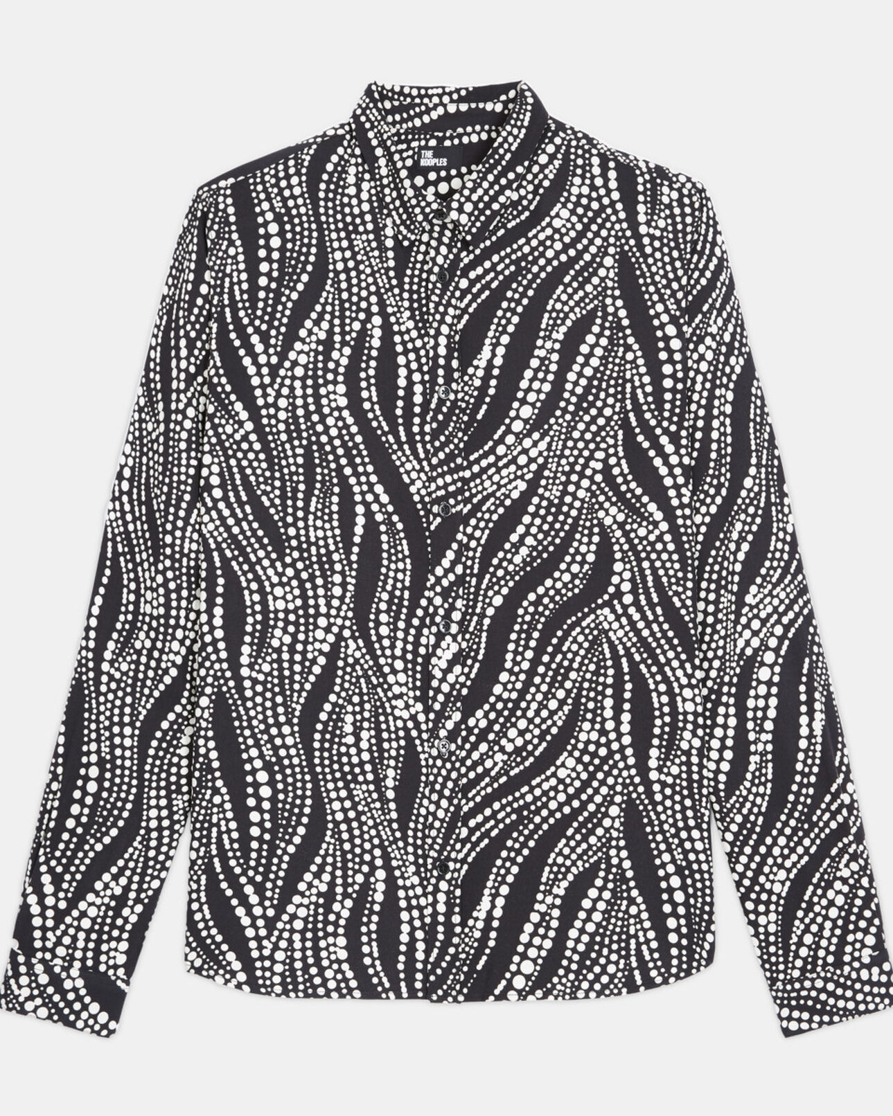 The Kooples MEN BLACK WHITE printed shirt with classic collar