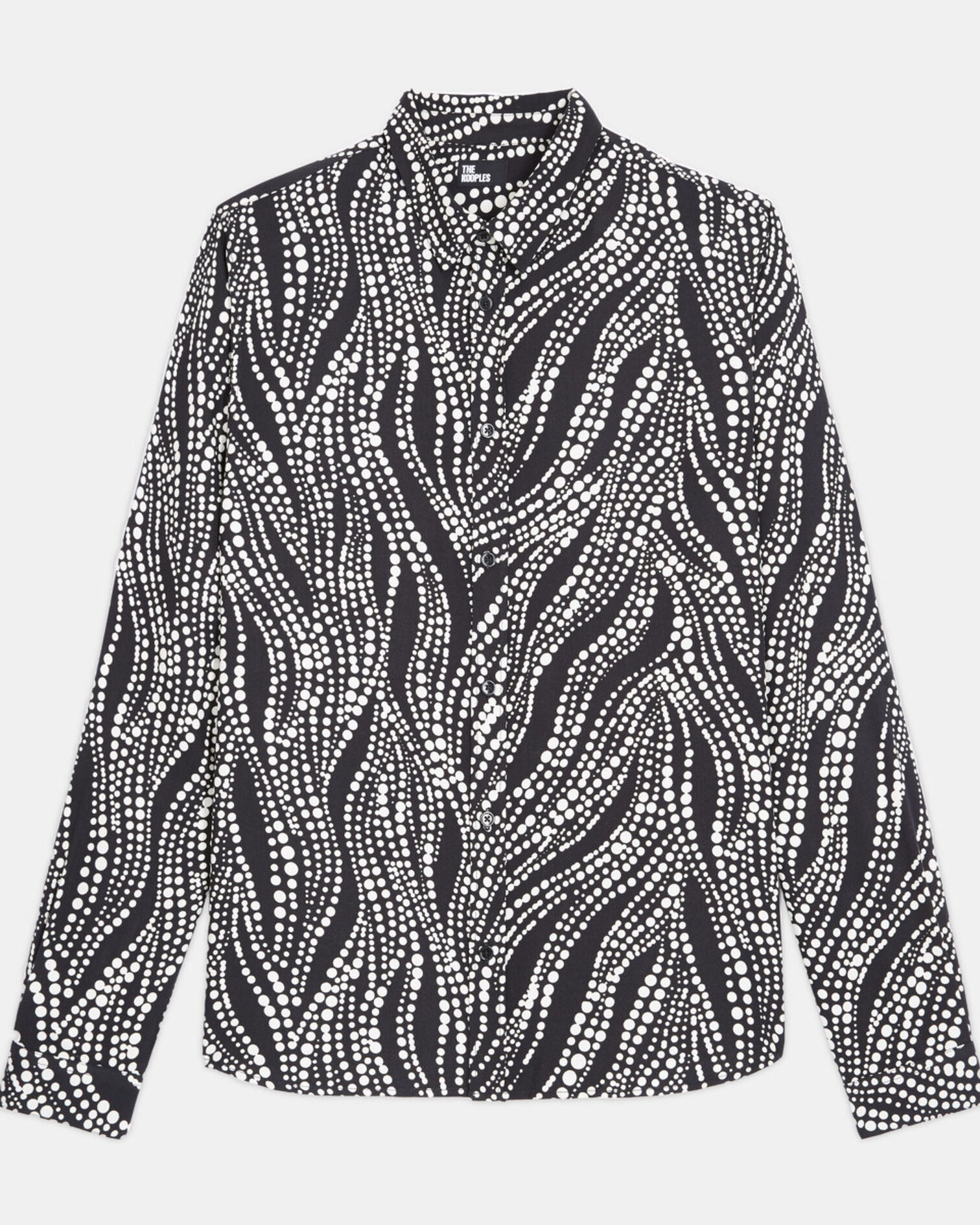 Printed shirt with classic collar, BLACK WHITE, hi-res image number null