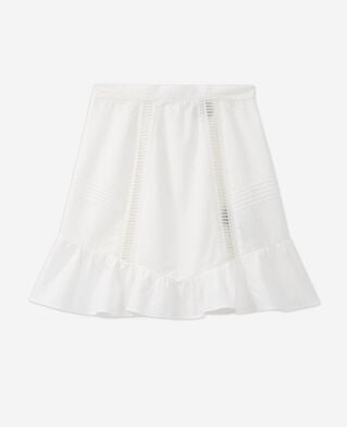 The Kooples FEMME OFF WHITE jupe courte &eacute;crue coton broderie anglaise