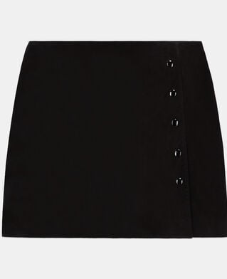 The Kooples WOMEN BLACK short black leather skirt