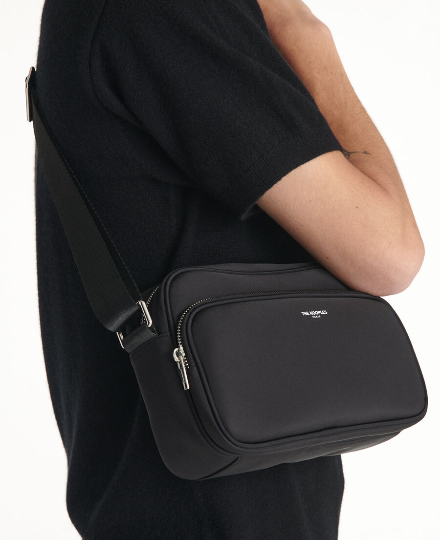 black nylon shoulder bag with logo