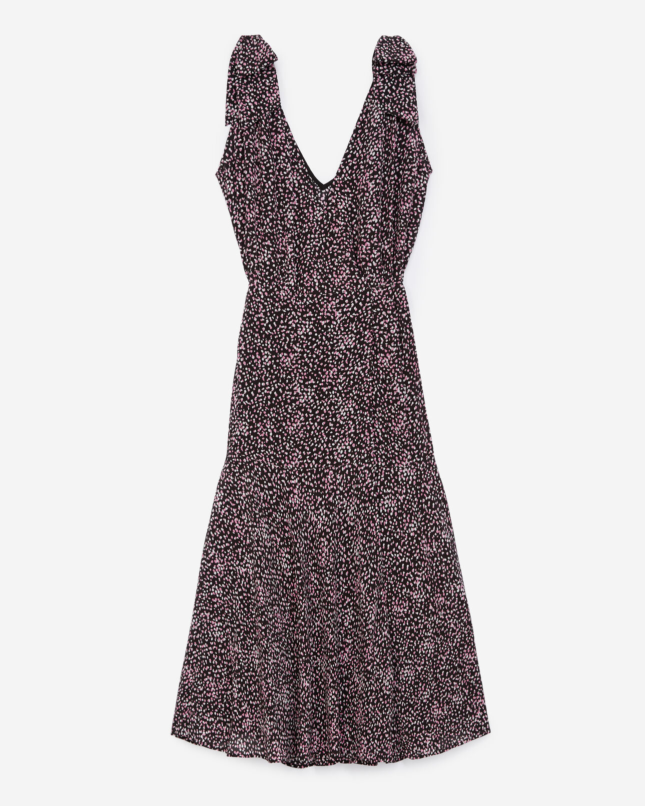 The Kooples WOMEN BLACK / PINK long black and pink polka-dot dress