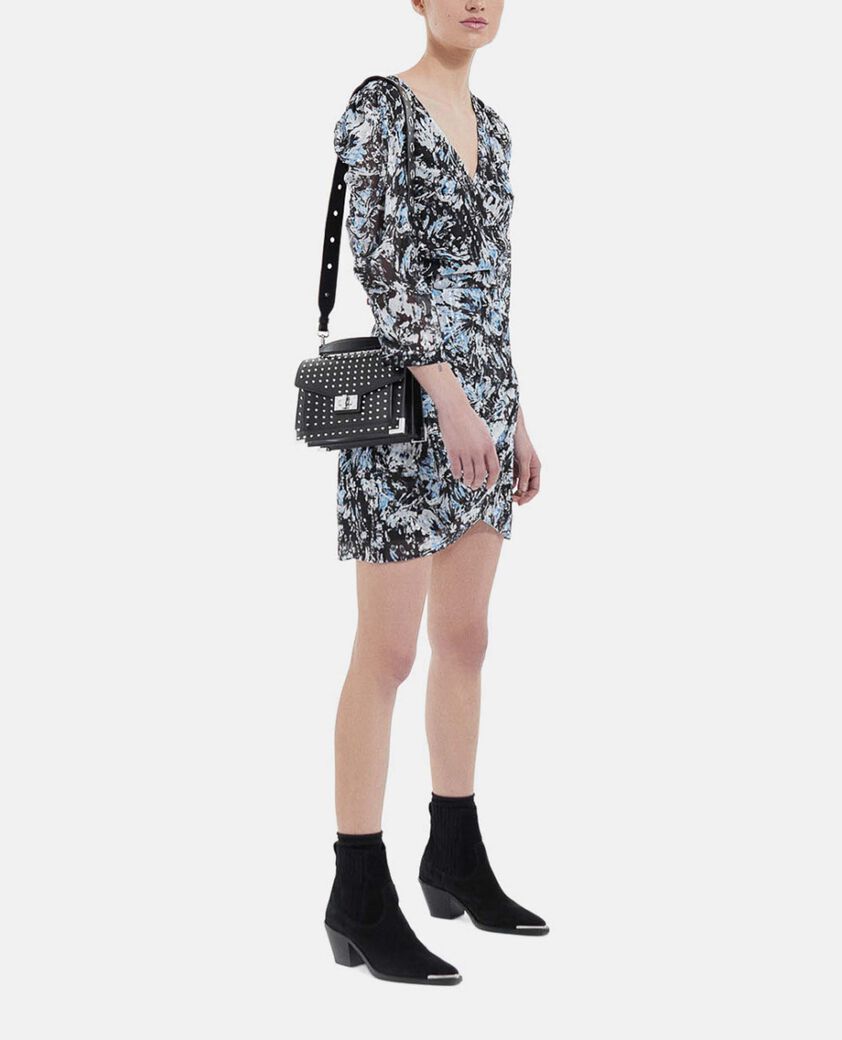 The Kooples DAMEN BLACK / SILVER schwarzer lederhenkel mit silbernen &ouml;sen