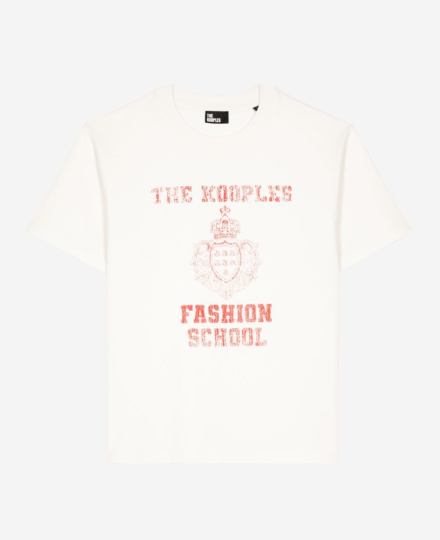 The Kooples WOMEN ECRU t-shirt with ecru screen print