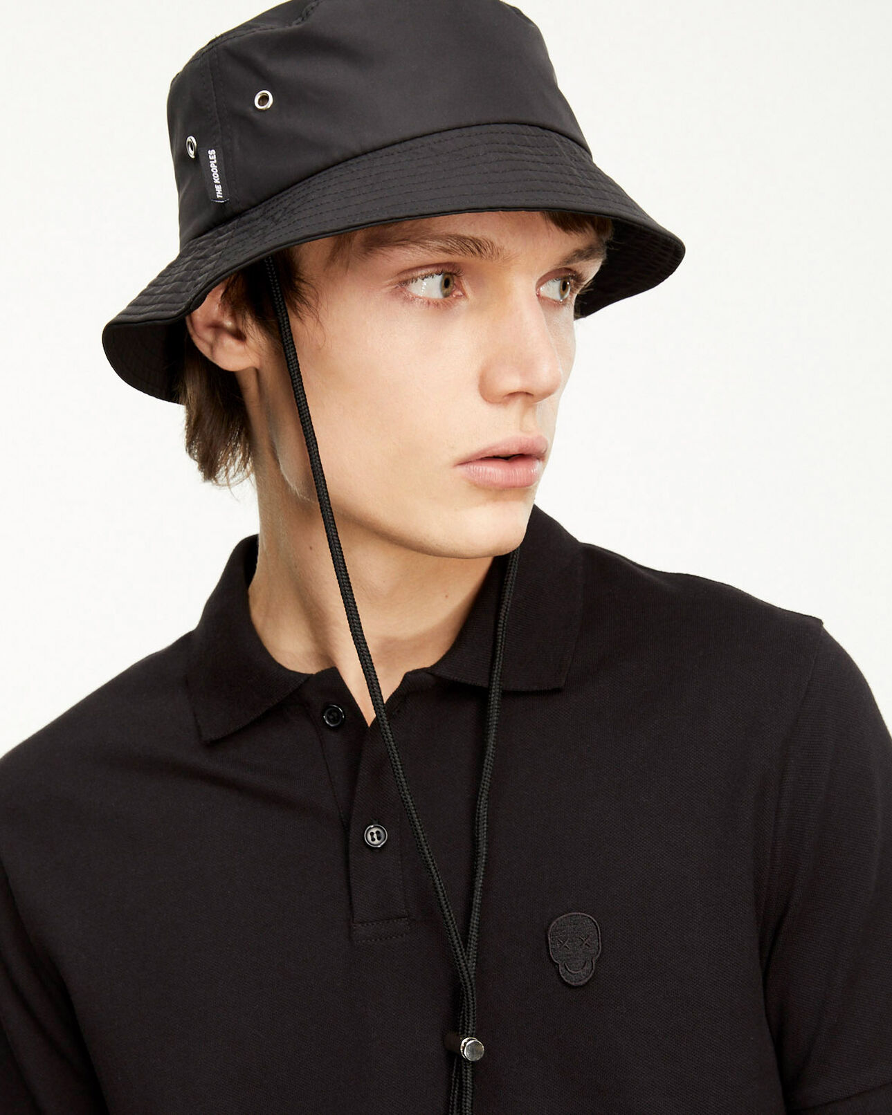 The Kooples HOMME BLACK polo noir col classique à détail brodé