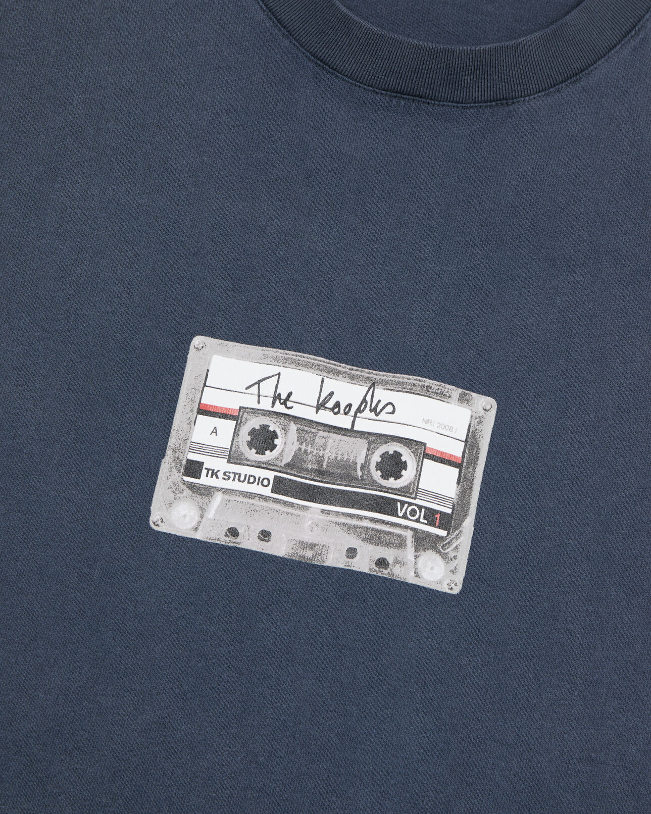 The Kooples HERREN CARBONE karbonblaues t-shirt mit siebdruck