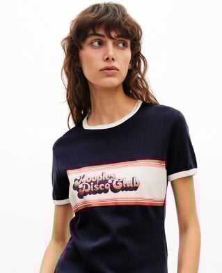 The Kooples WOMEN DARK NAVY t-shirt with navy screen print