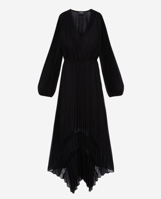 The Kooples MUJER BLACK vestido largo plisado negro