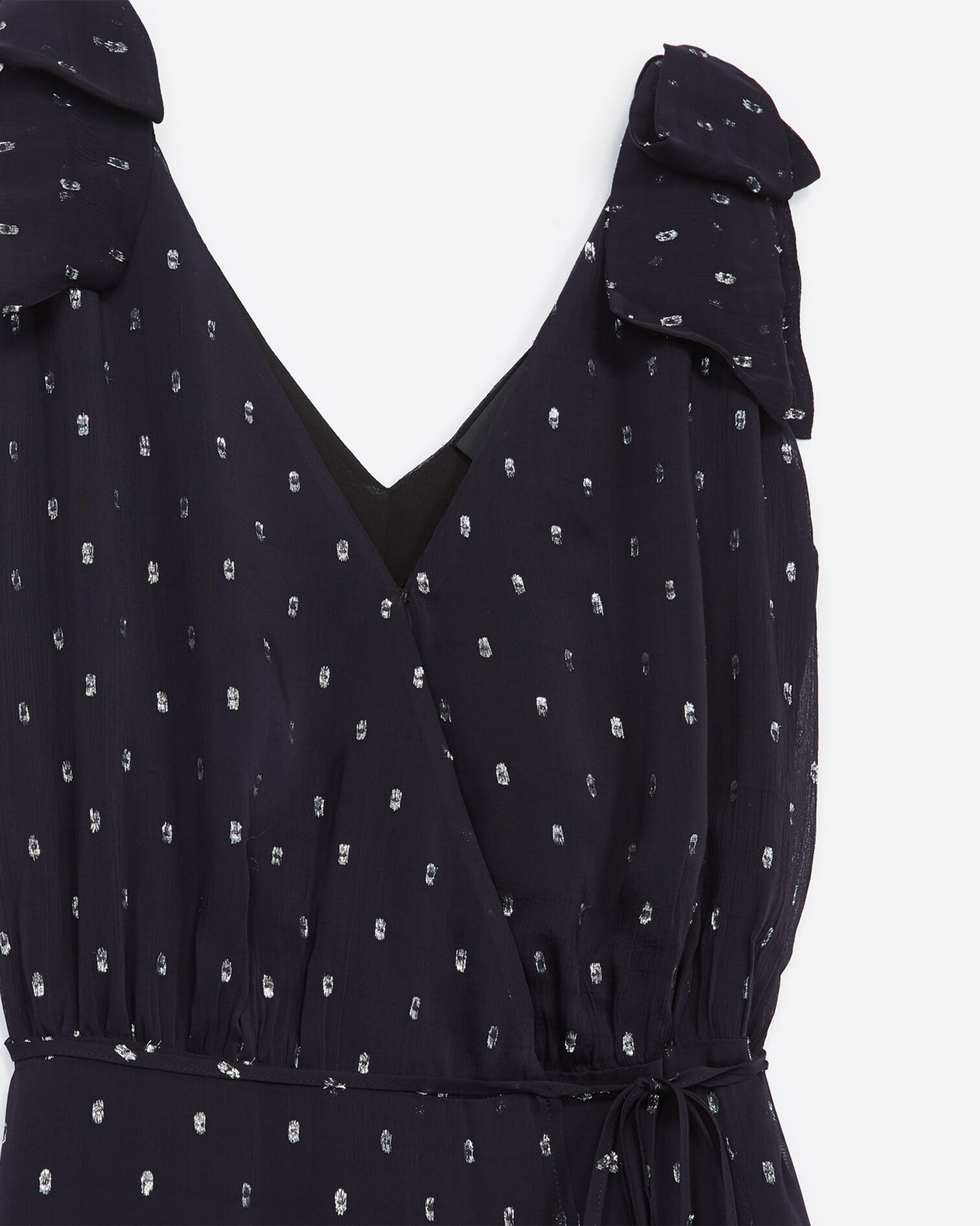 Polka-dot long wrap dress, NAVY, hi-res image number null