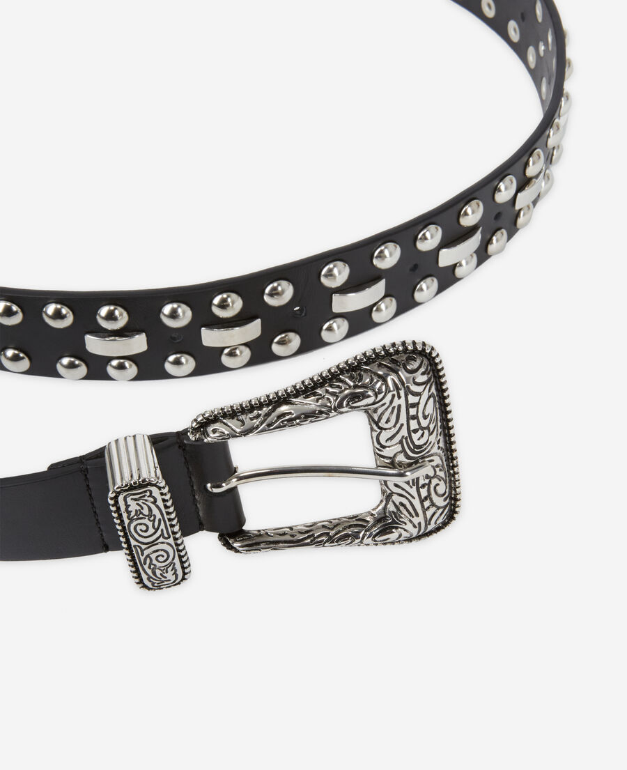 black leather belt with studs