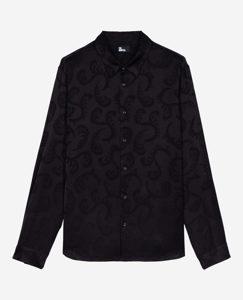 The Kooples H BLACK black feather print jacquard shirt