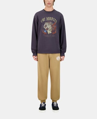The Kooples MEN CARBONE carbon gray sweatshirt with fire tiger serigraphy