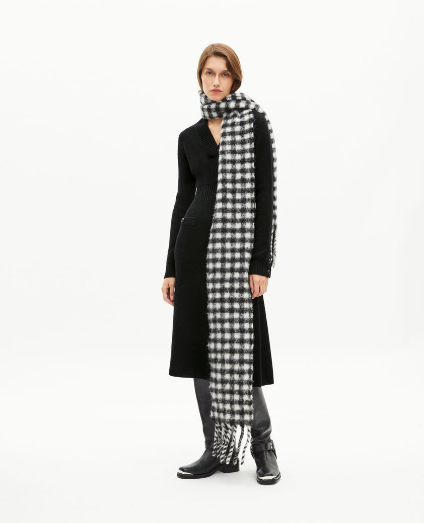 The Kooples M NOIR ET BLANC xxl black and white checked scarf