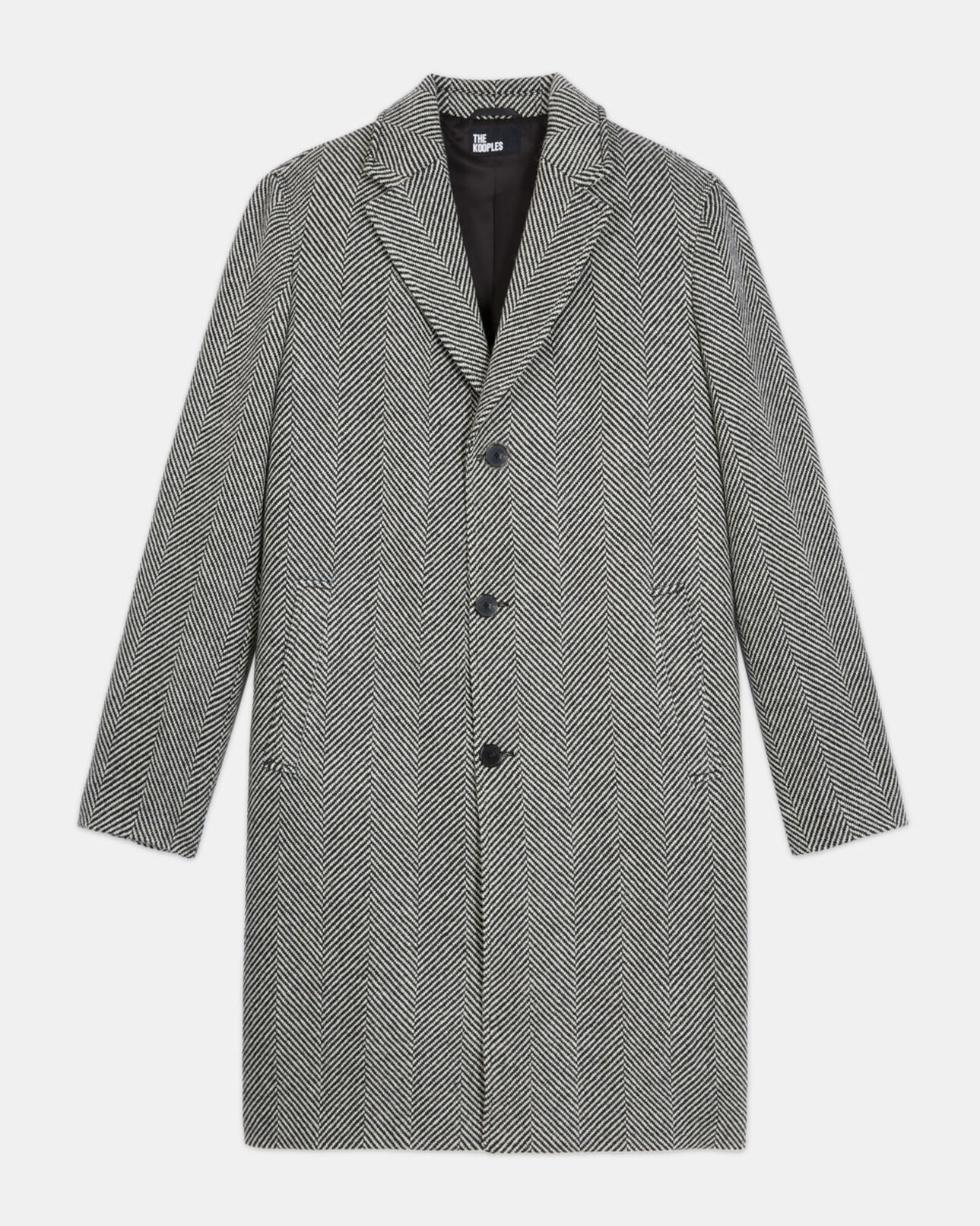 The Kooples HOMME BLACK WHITE manteau en laine à motifs