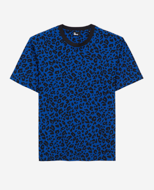 t-shirt léopard bleu