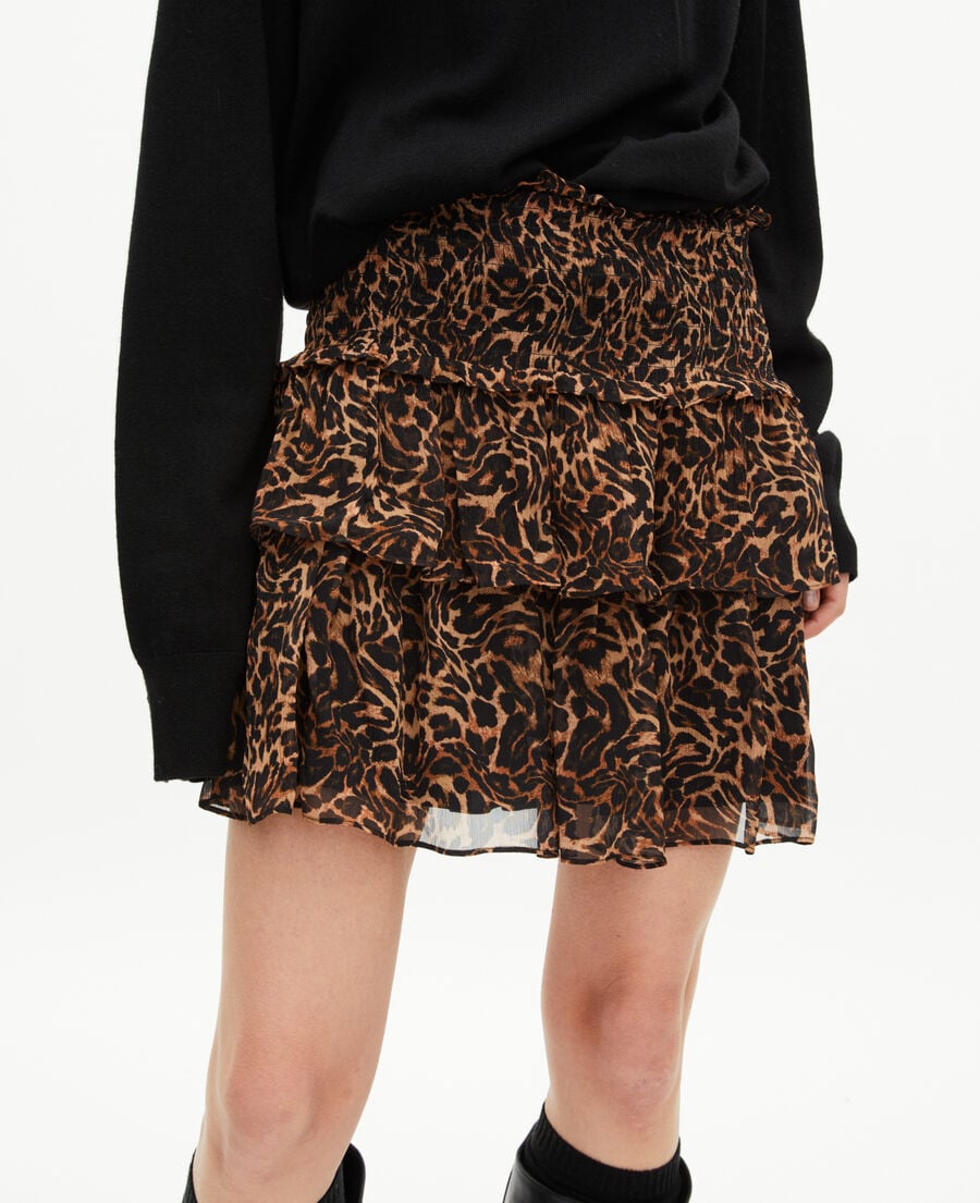 The Kooples WOMEN LEOPARD short skirt with leopard print ruffles