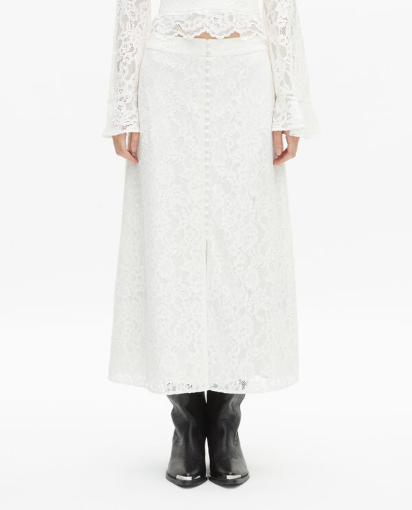 The Kooples FEMME ECRU jupe longue en dentelle blanche