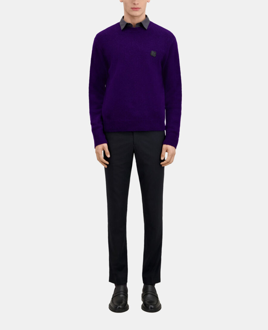 The Kooples HOMME DARK PURPLE pull en m&eacute;lange de laine et alpaga violet