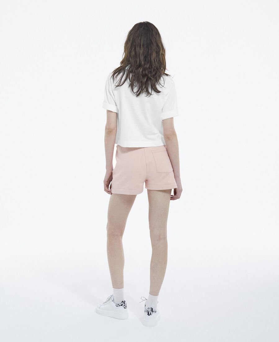 short muletón rosa cintura elástica logotipo