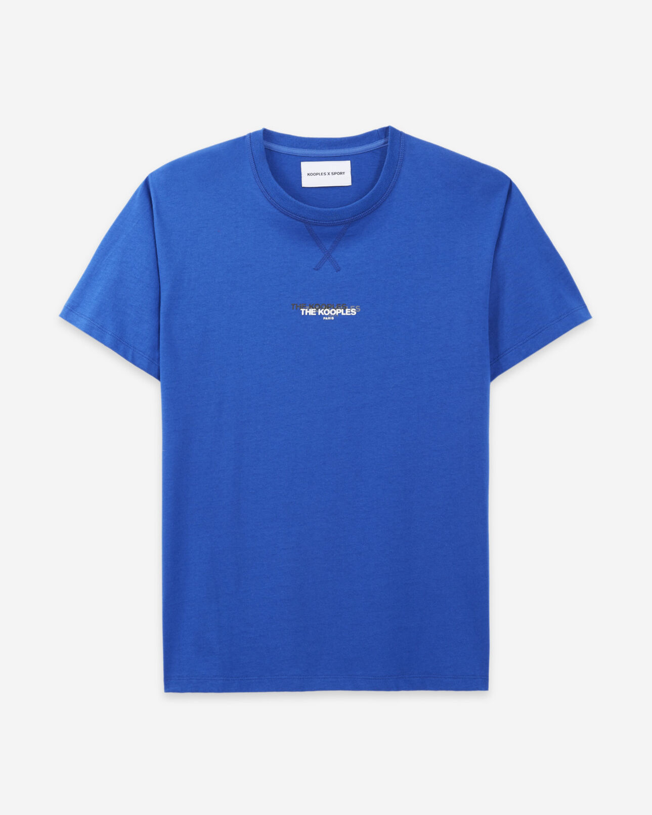 The Kooples MEN BLUE blue cotton t-shirt with contrasting triple logo