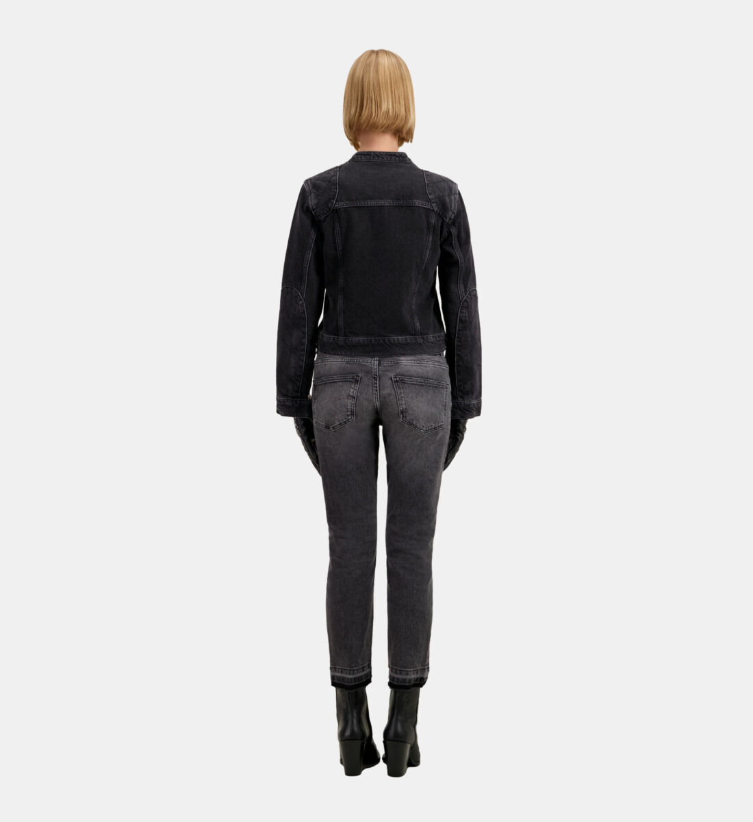 Black denim 2025 biker jacket