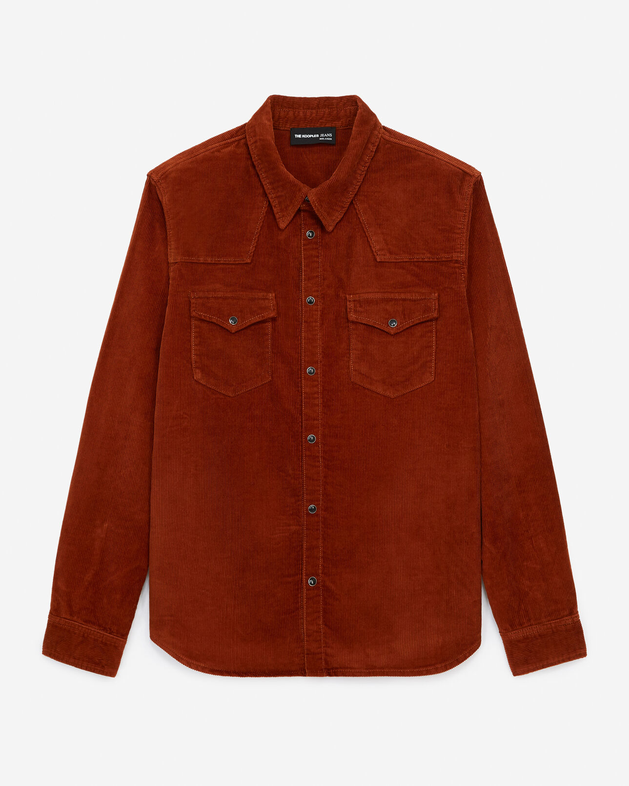 The Kooples MEN DARK RED western-style orange corduroy shirt