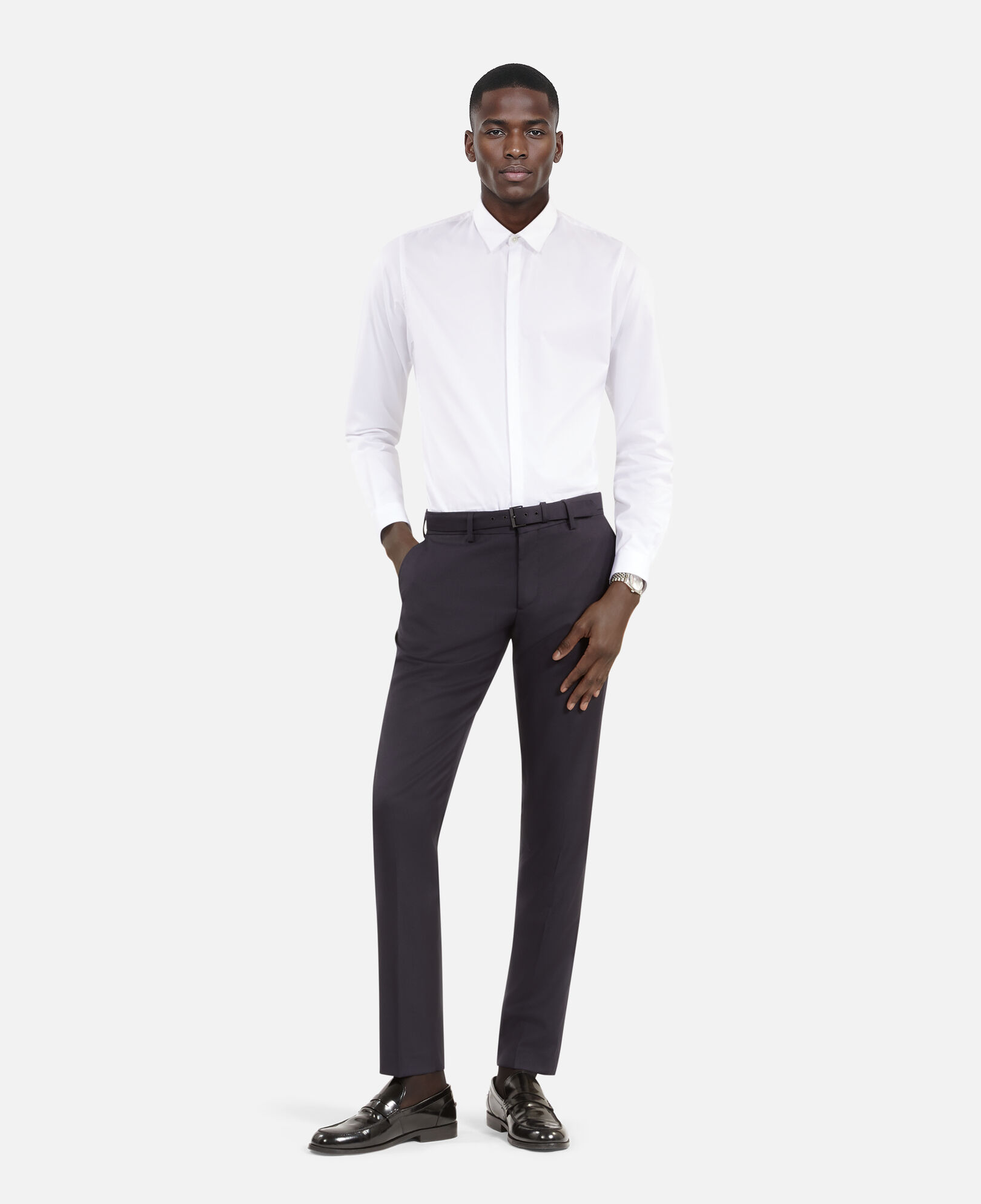 The Kooples MEN WHITE white cotton shirt with classic collar