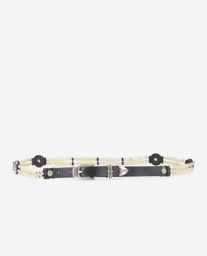 The Kooples F ECRU thin white leather belt