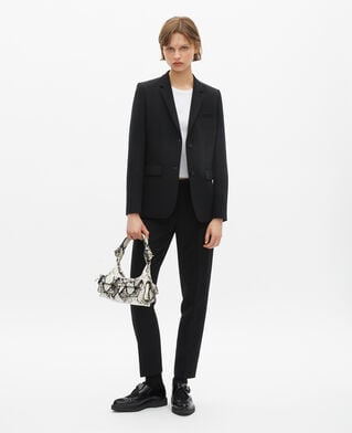 The Kooples F BLACK black crepe tailored jacket, structured cut